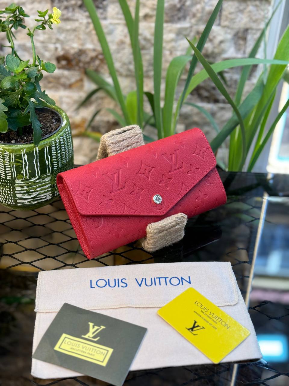 L - Portefeuille Sarah en cuir (rouge)