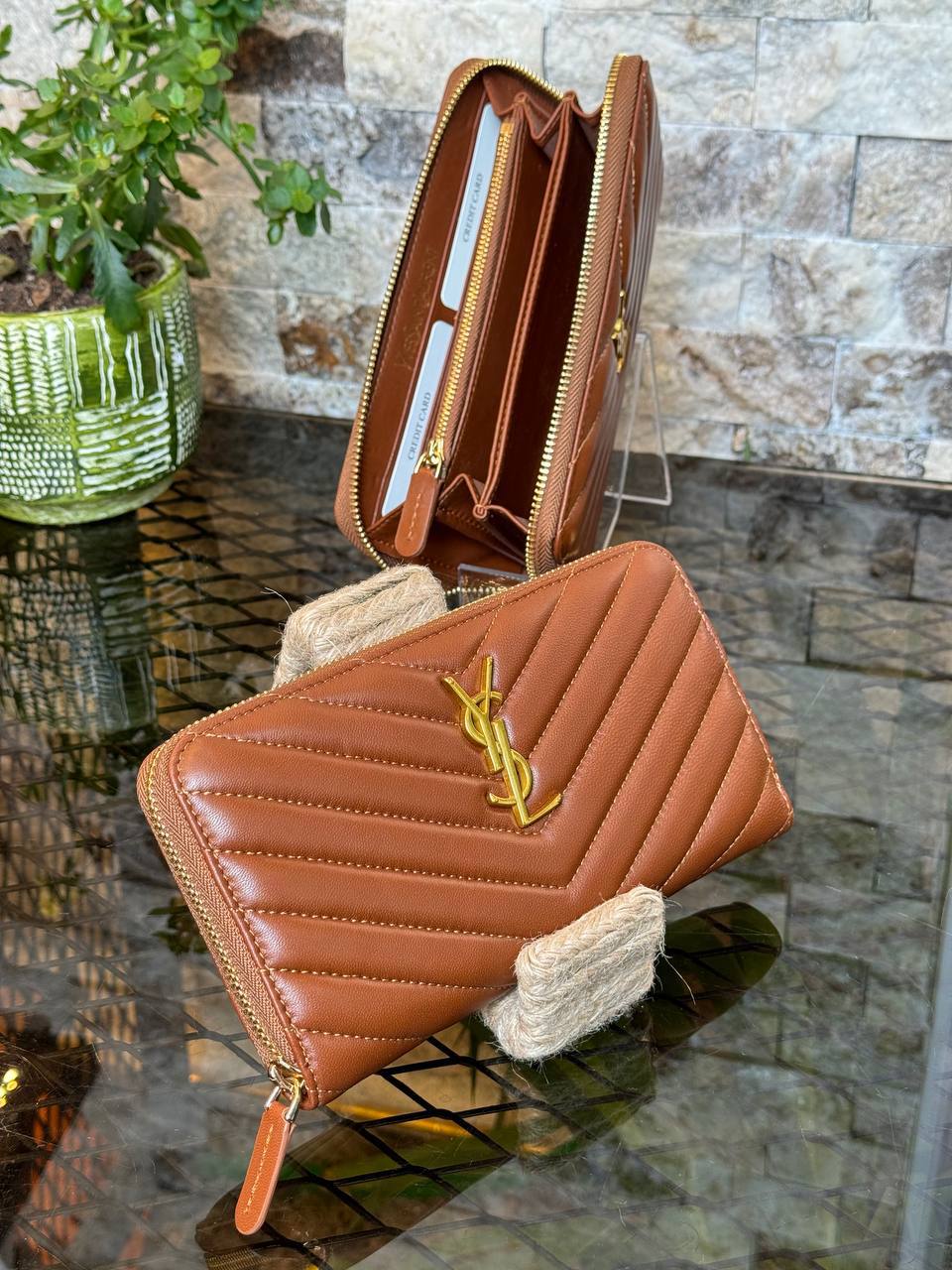 YS - Portefeuille en cuir (marron)