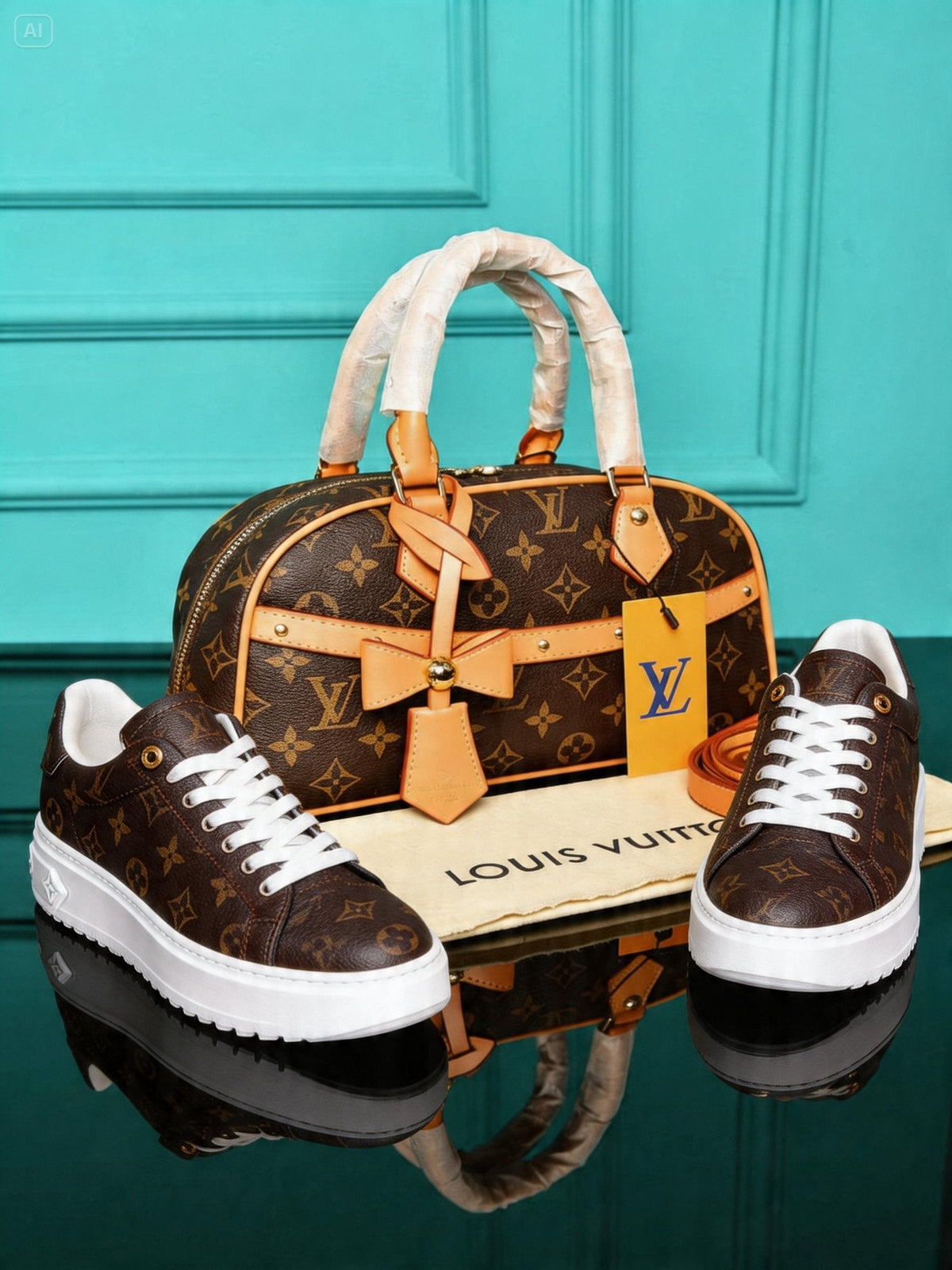Sac à main format horizontal et chaussures