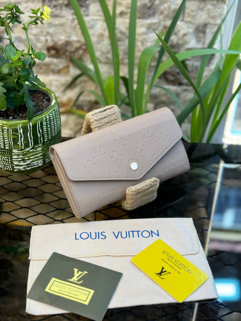 L - Portefeuille Sarah en cuir (Gris)
