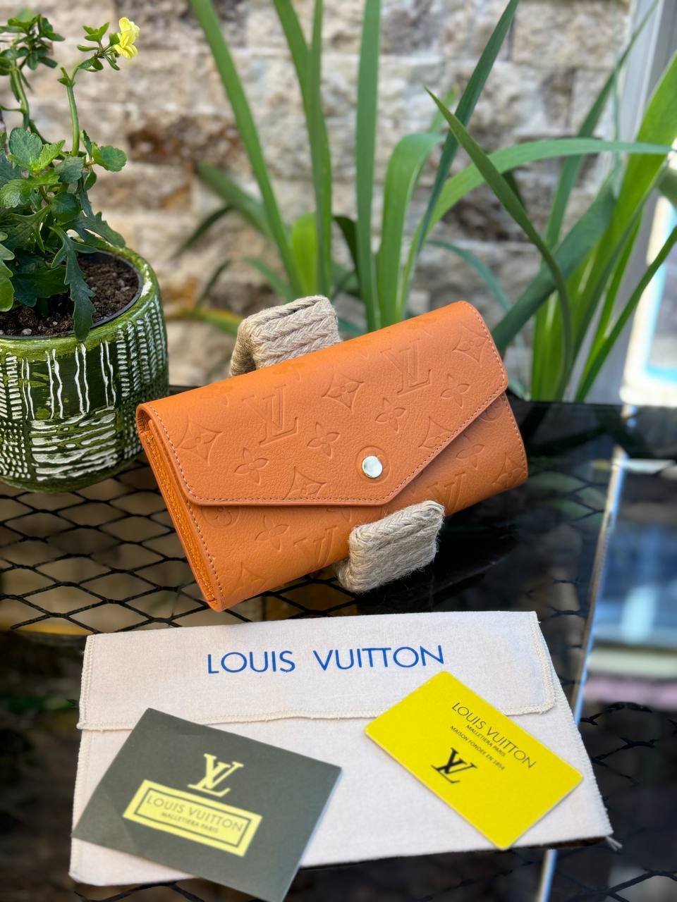 P - Portefeuille Sarah en cuir (Orange)